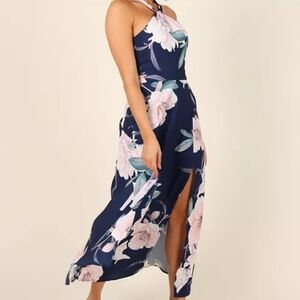 Petal & Pup One Shoulder Floral Dress in Navy and Pink